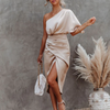 Isabella | Satin Kleid mit einer Schulter