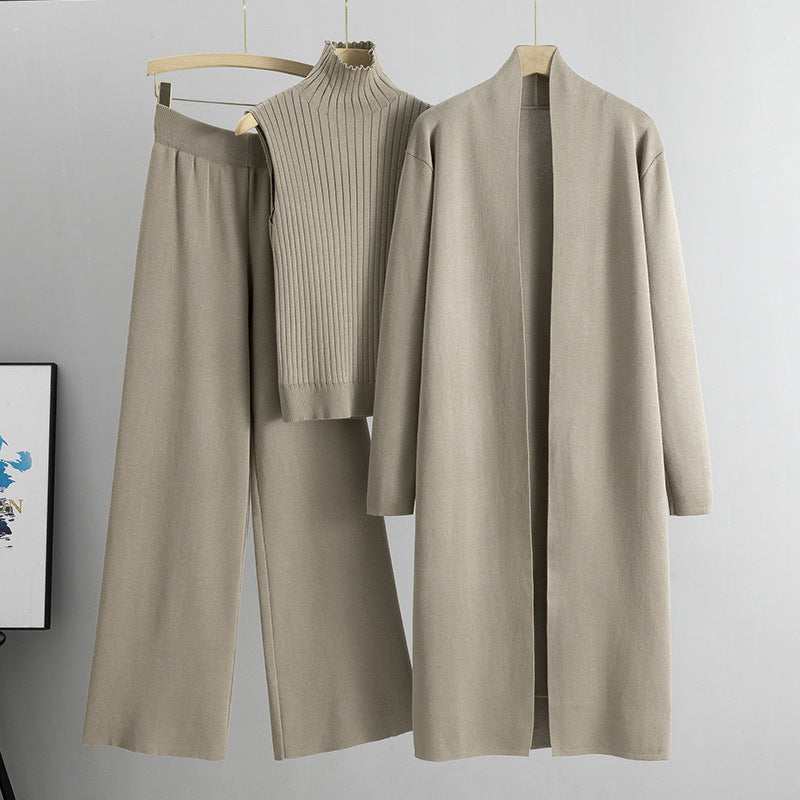 StrickEnsemble™ – Elegantes 3-teiliges Set mit Weste, Cardigan und Hose