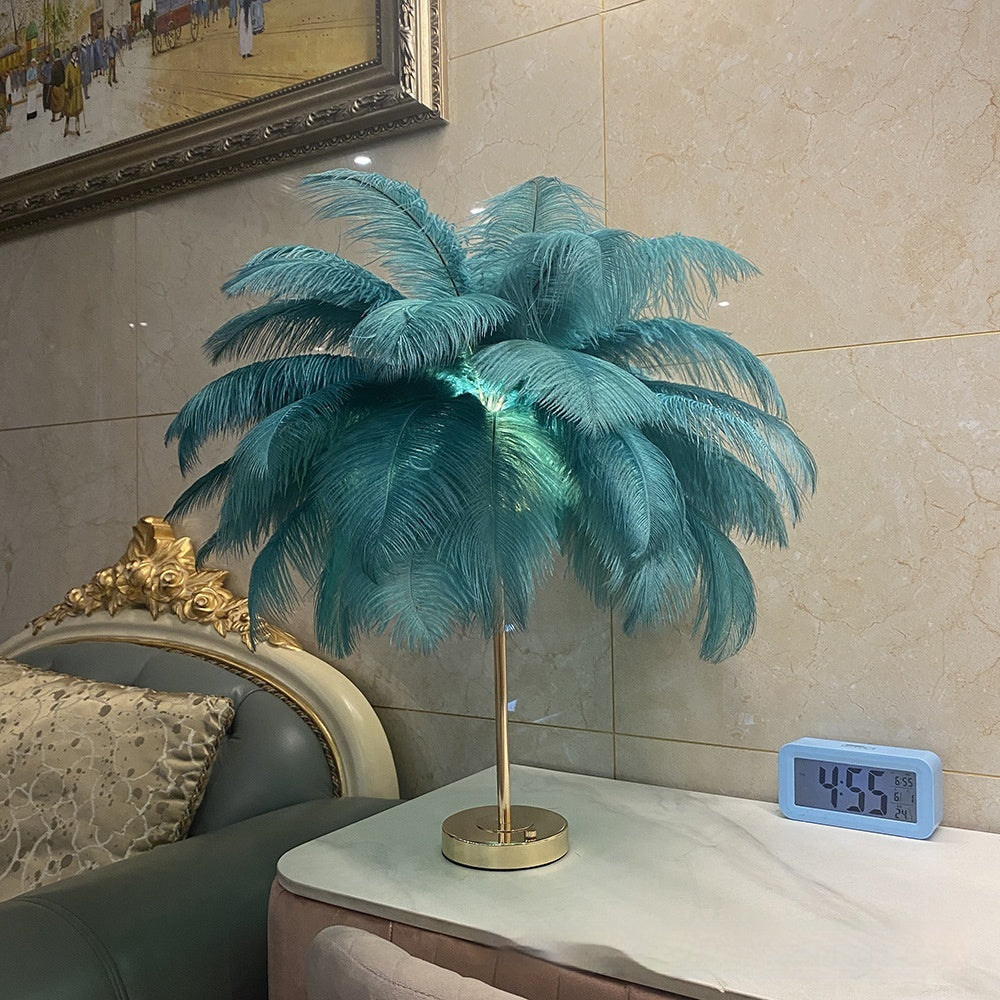 FeatherGlow™ – Die elegante Straußenfeder-Nachttischlampe für eine gemütliche Atmosphäre!