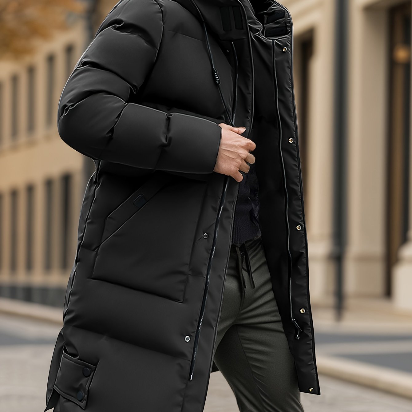 Thijs | Warmer Wintermantel mit Kapuze und großen Taschen