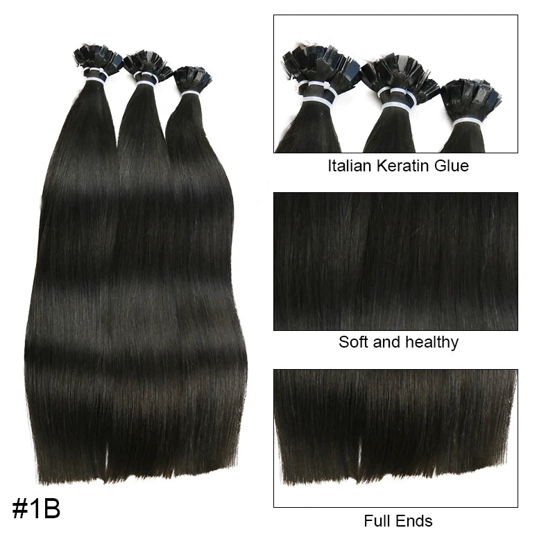 KeratinFusion™ – Glatte Echthaar-Extensions mit Flachspitze und Keratin-Kapseln