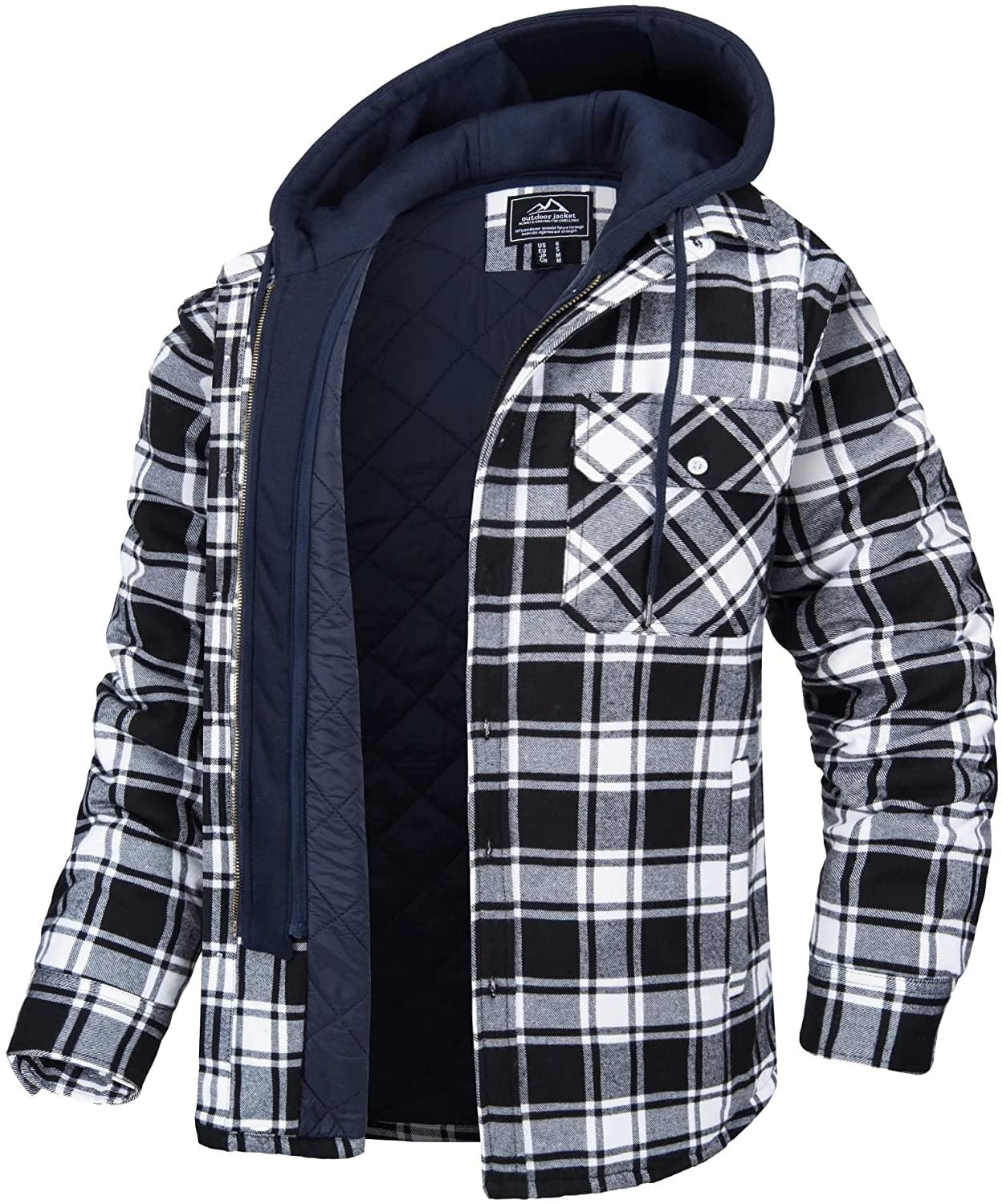 Tommy Jas | Karierte Herren-Strickjacke mit Kapuze und warmem Futter