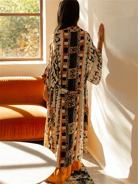 Jiska | Boho bedruckter Kimono Strandjacke