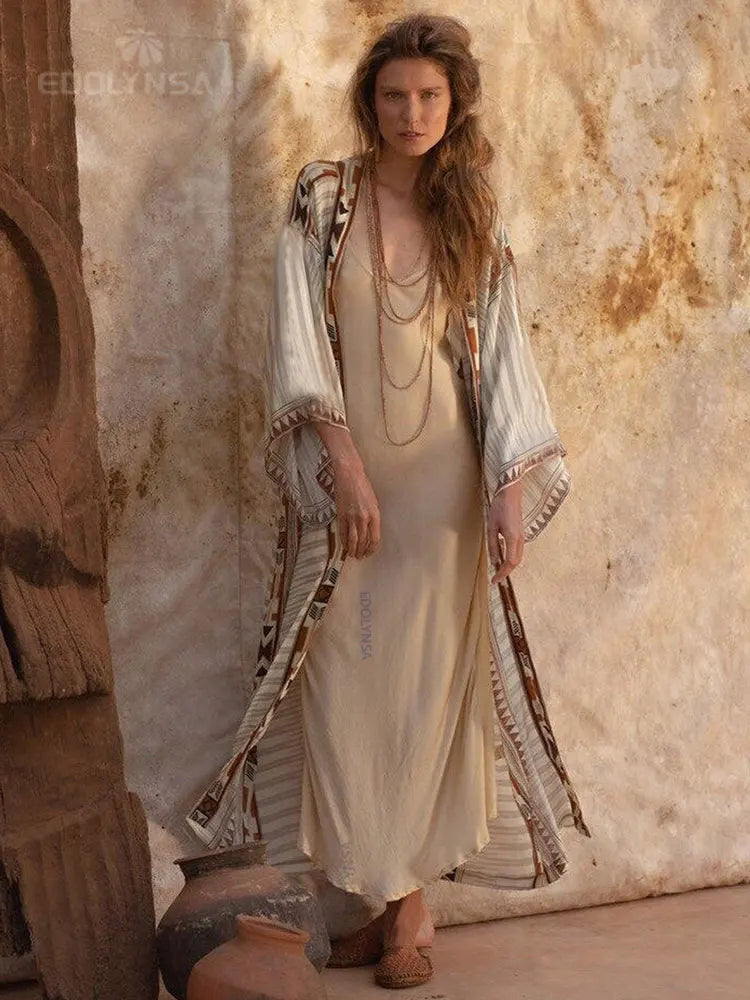 Jiska | Boho bedruckter Kimono Strandjacke