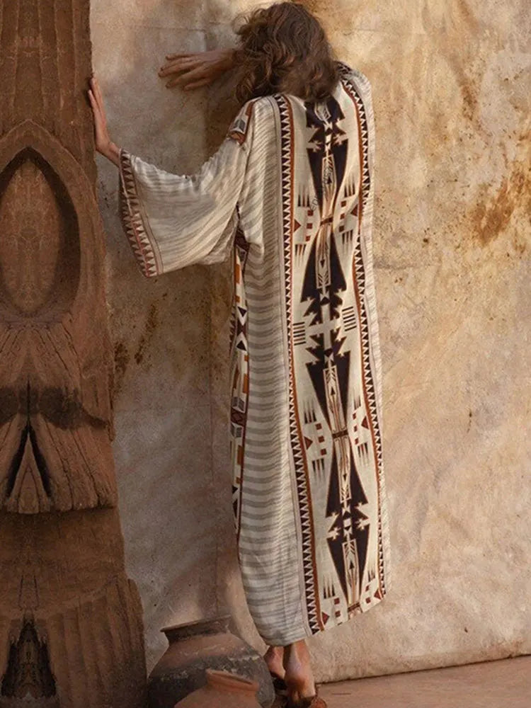 Jiska | Boho bedruckter Kimono Strandjacke