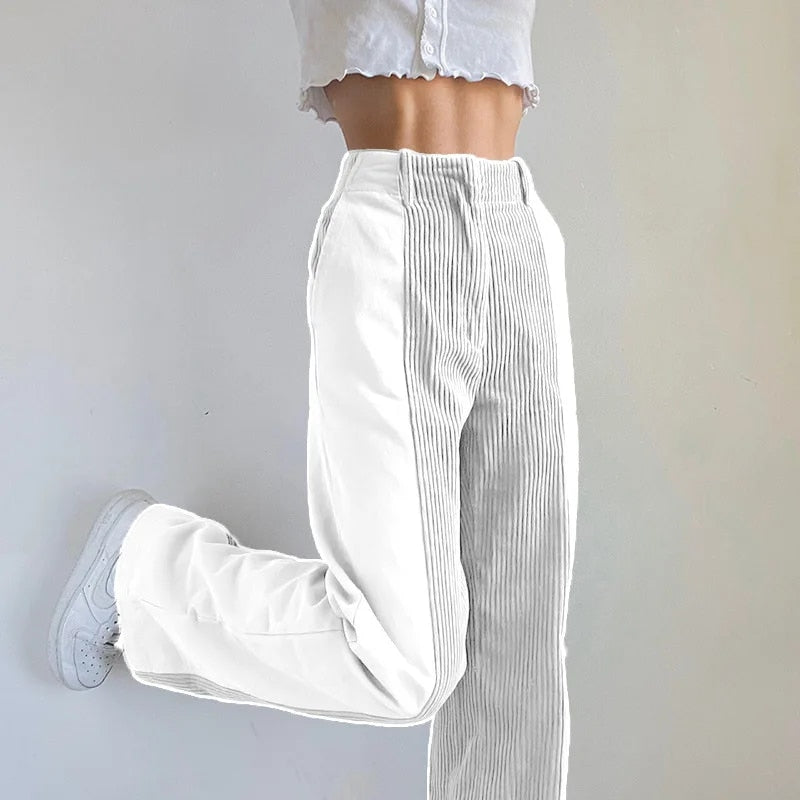 Sandra - patchwork corduroy broek met vintagelook