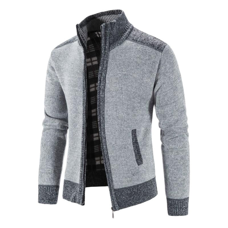 Daan | Strickjacke aus Patchwork mit Reißverschluss