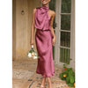 Eleganz™ - Das elegante ärmellose Cocktailkleid mit hohem Halsausschnitt und elastischer Taille für Hochzeitsgäste.