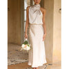 Eleganz™ - Das elegante ärmellose Cocktailkleid mit hohem Halsausschnitt und elastischer Taille für Hochzeitsgäste.