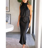 Eleganz™ - Das elegante ärmellose Cocktailkleid mit hohem Halsausschnitt und elastischer Taille für Hochzeitsgäste.