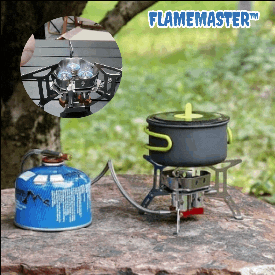 FlameMaster™ - Der winddichte Camping-Gasbrenner für Outdoor-Abenteuer | 50% RABATT