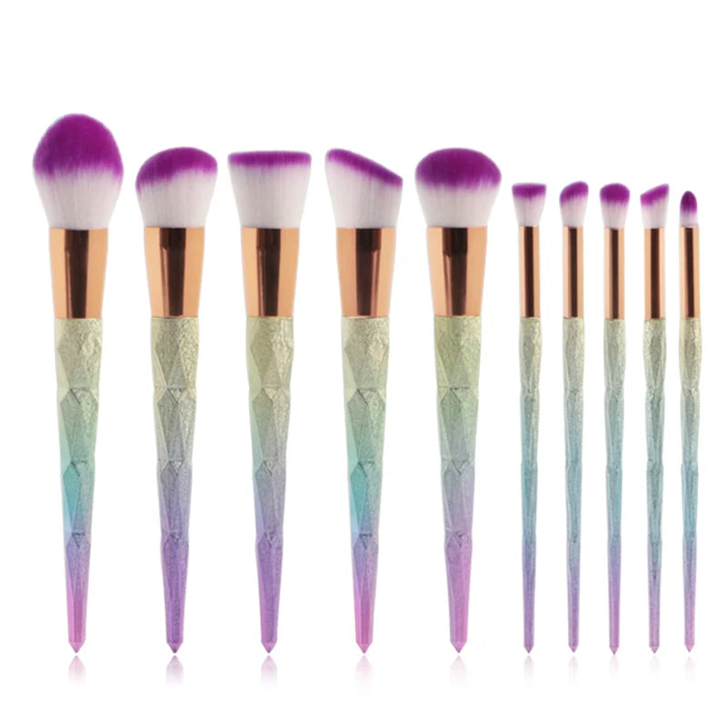UnicornBrush Pro™ – Professionelles 10-teiliges Make-up-Pinsel-Set mit Regenbogengriff