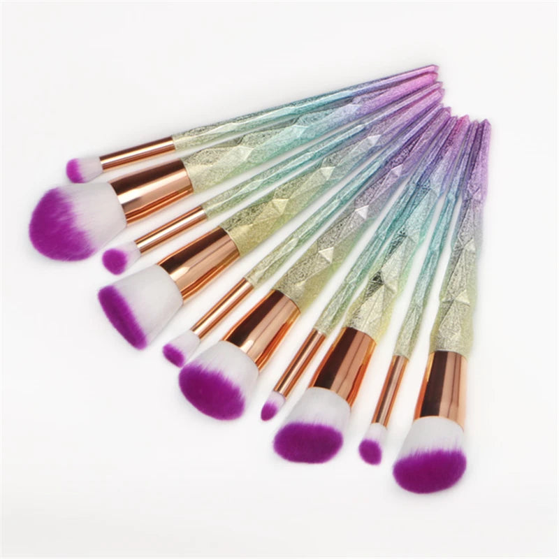 UnicornBrush Pro™ – Professionelles 10-teiliges Make-up-Pinsel-Set mit Regenbogengriff