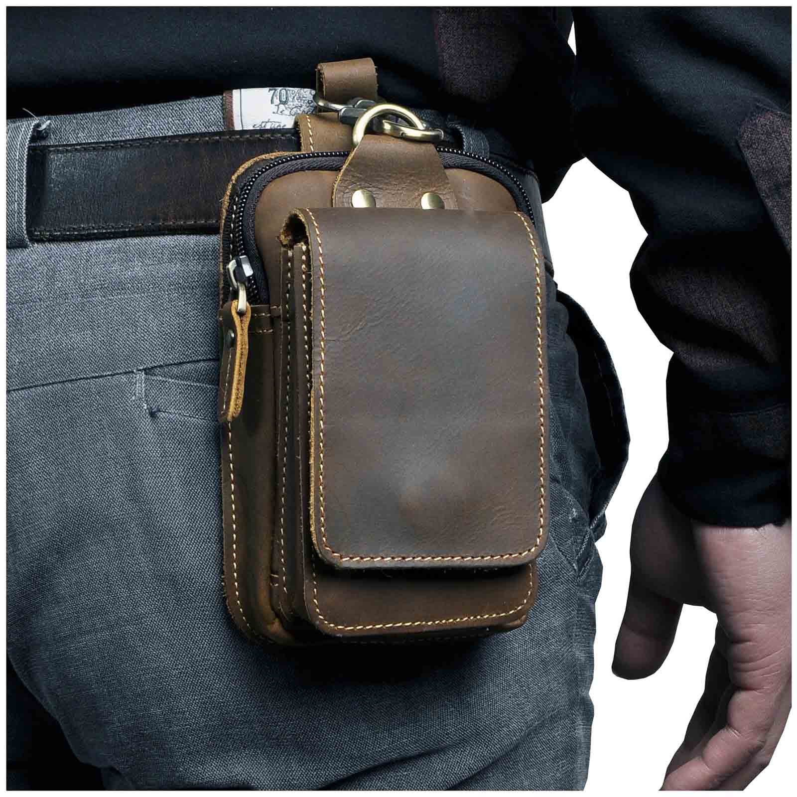 Lars | Gürteltasche aus Leder für Herren mit Magnetverschluss und verstellbarem Hüftgurt