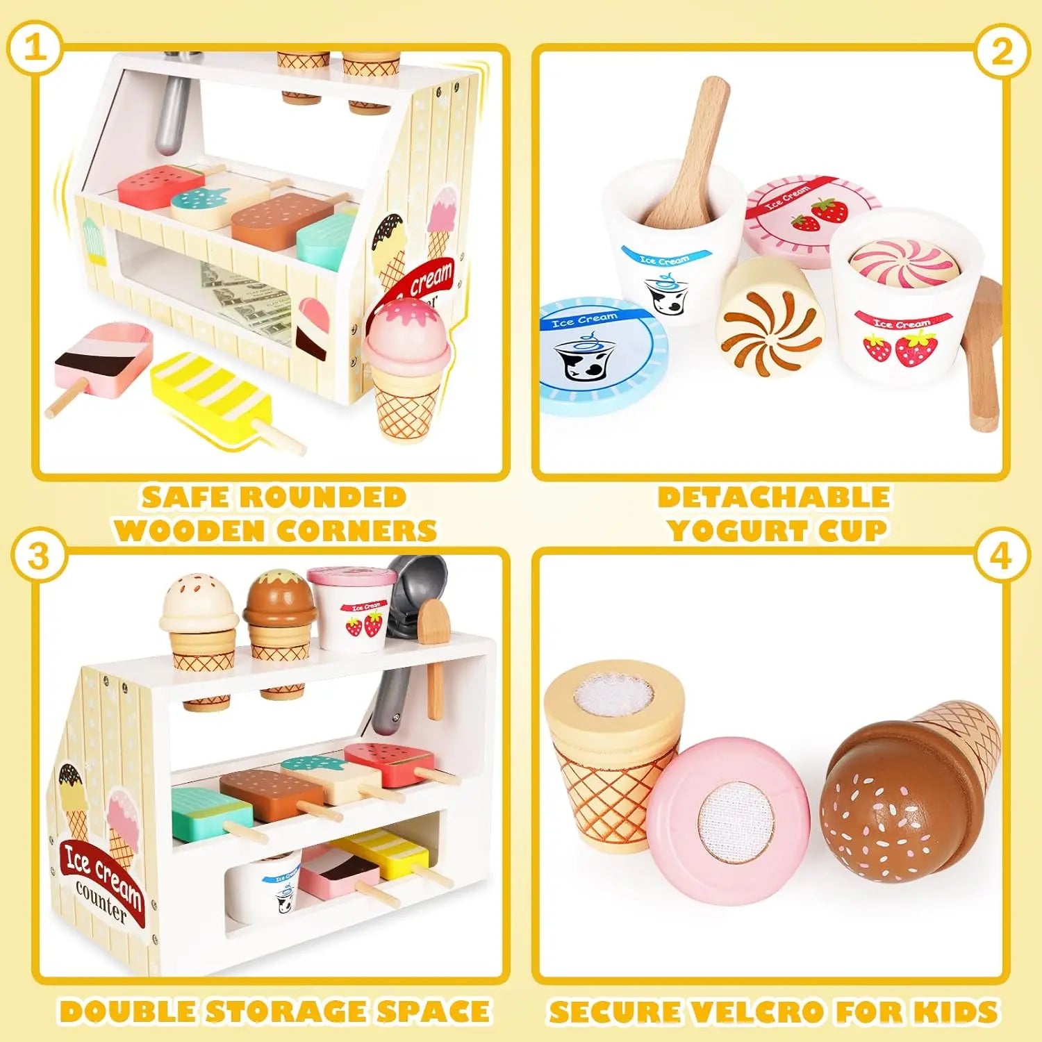 IceDream™ - Die hölzerne Eistheke Spielset für kreatives Spielen.