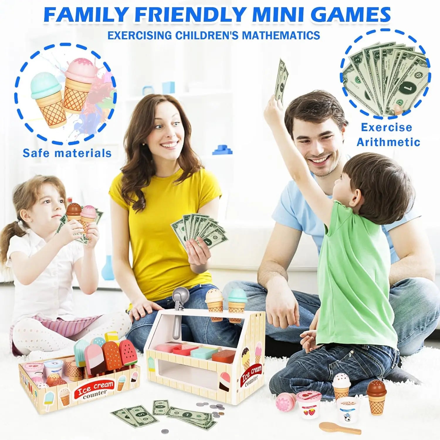 IceDream™ - Die hölzerne Eistheke Spielset für kreatives Spielen.
