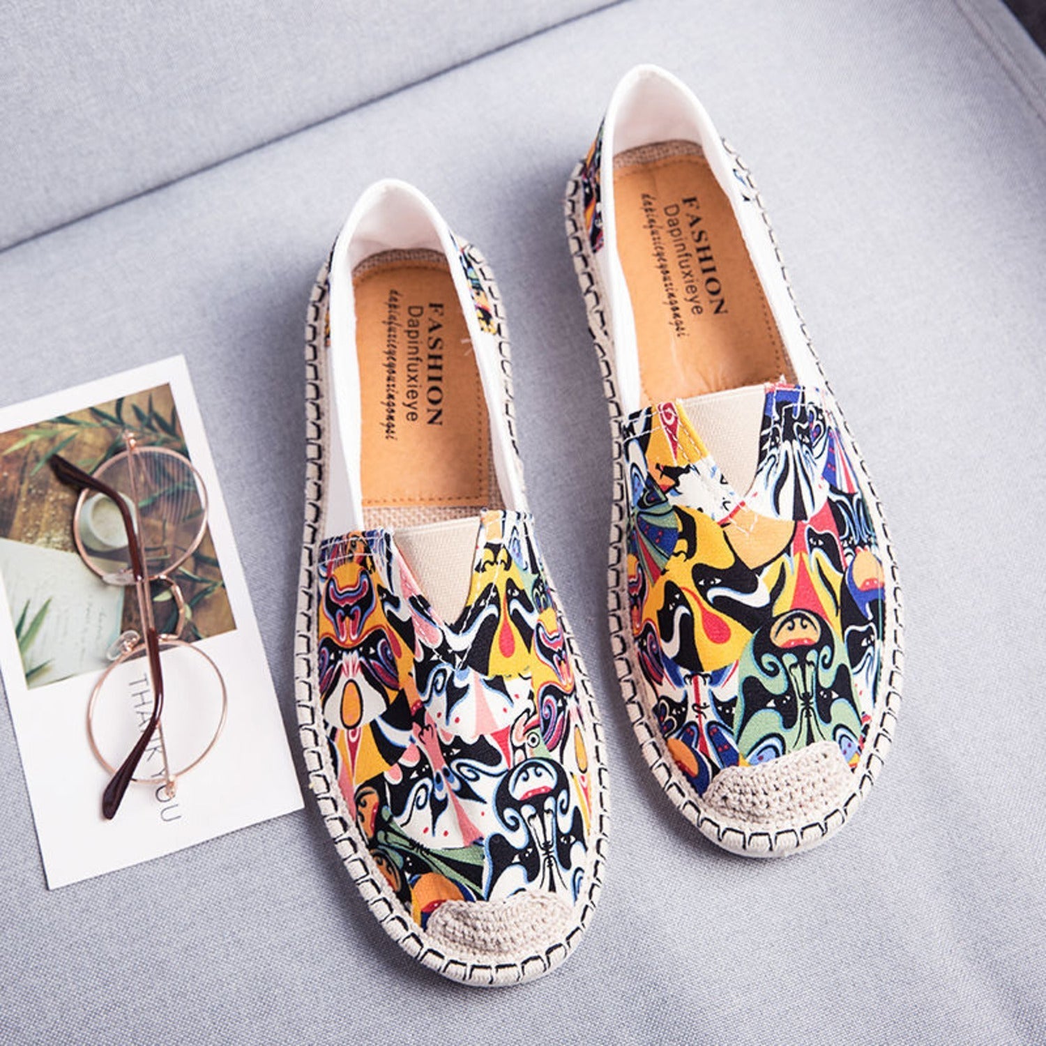 Eva | Atmungsaktive Espadrilles aus Canvas mit grafischem Aufdruck