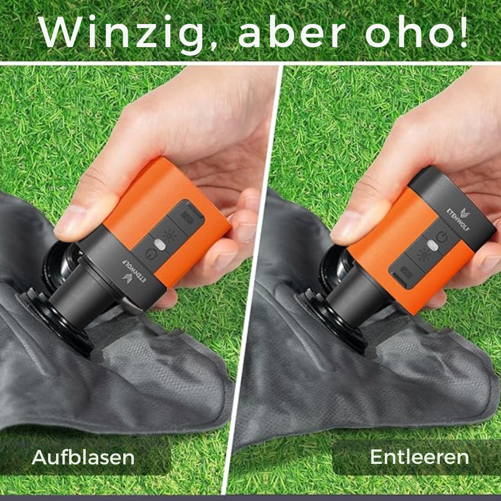 AeroVolt™ – Kompakte elektrische Luftpumpe mit Vakuumfunktion & LED-Licht