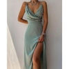 Femke | Langes Cocktailkleid mit Schlitz und V-Ausschnitt
