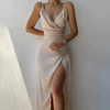 Femke | Langes Cocktailkleid mit Schlitz und V-Ausschnitt