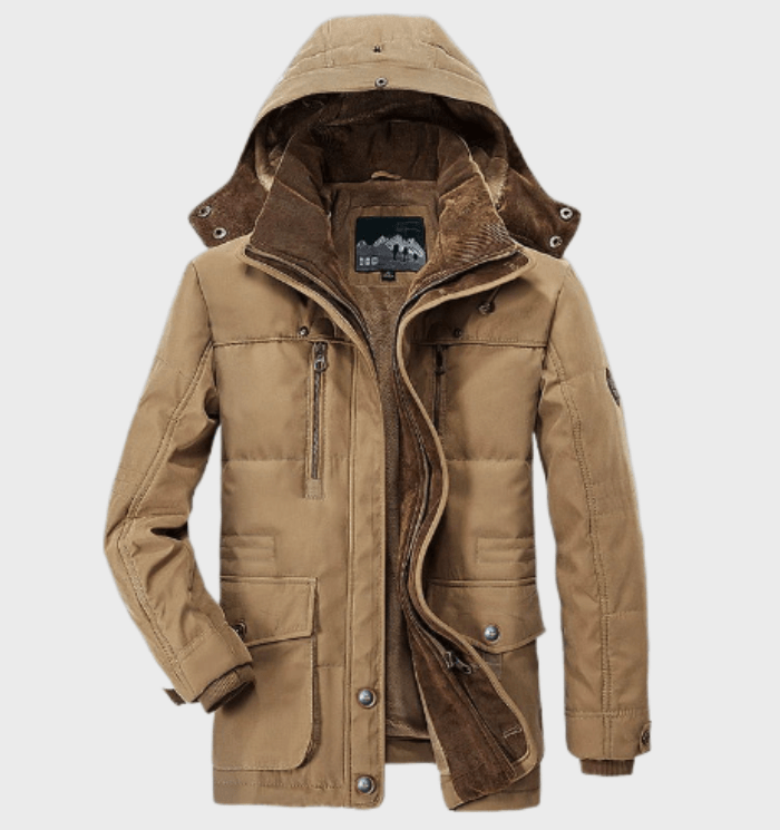 Ruben | Dicke Winter-Herrenjacke Mit Kapuze Und Tiefen Taschen