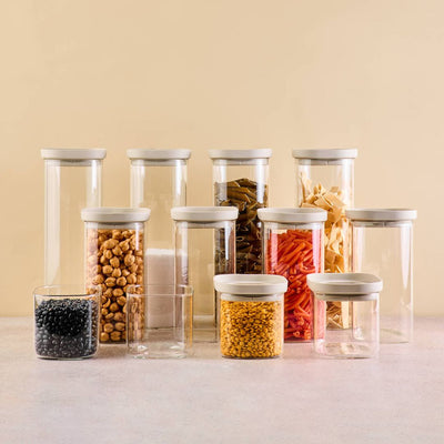 Vorratsschrank Set | Eckig | Slim +Glasdeckel