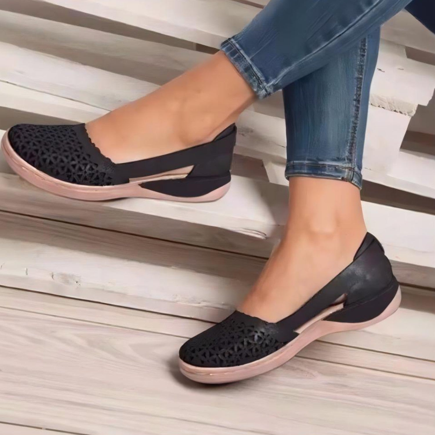 Daantje | Espadrilles aus Vintage-Leder mit ausgehöhltem Design