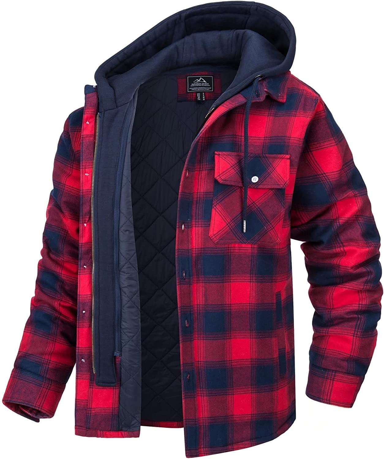 Tommy Jas | Karierte Herren-Strickjacke mit Kapuze und warmem Futter