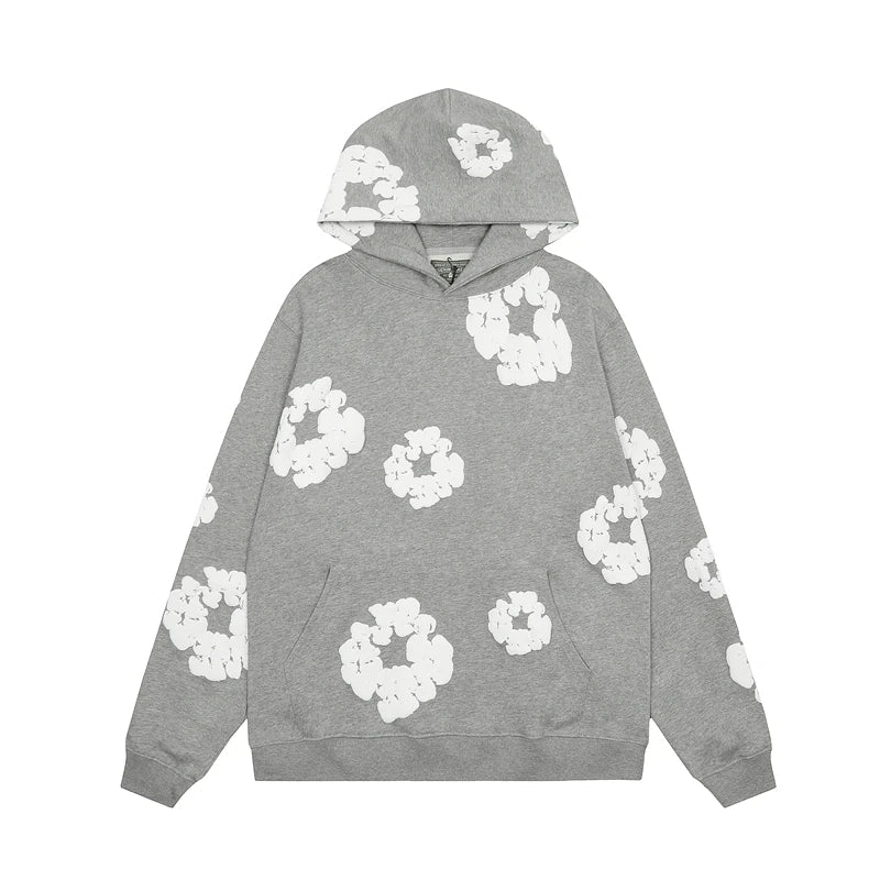 Declan | Jeans-Kapuzenpullover mit Blumenmuster und Kapuze