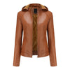 LederGlamour™ - Modische Damen-Lederjacke mit Fleecefutter und Kapuze für Herbst/Winter.