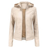 LederGlamour™ - Modische Damen-Lederjacke mit Fleecefutter und Kapuze für Herbst/Winter.