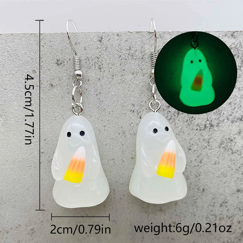 GhostCharm™ - Süße Halloween-Ohrringe mit leuchtenden Geistern und Kürbissen.