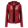 LederGlamour™ - Modische Damen-Lederjacke mit Fleecefutter und Kapuze für Herbst/Winter.