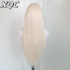 PlatinumLuxe™ – Lange blonde Lace Front Perücke mit synthetischem Haar