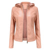 LederGlamour™ - Modische Damen-Lederjacke mit Fleecefutter und Kapuze für Herbst/Winter.