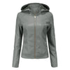 LederGlamour™ - Modische Damen-Lederjacke mit Fleecefutter und Kapuze für Herbst/Winter.