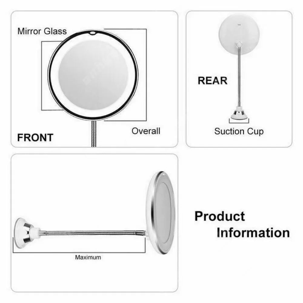 GlamMirror™ - Der flexible Schminkspiegel mit LED-Beleuchtung und 10-facher Vergrößerung.