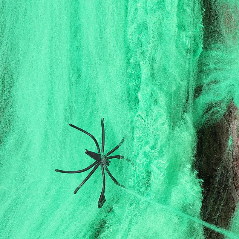 SpiderWebDecor™ - Dehnbare Halloween-Spinnweben mit Kunstspinnen für gruselige Dekorationen.