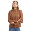 LederGlamour™ - Modische Damen-Lederjacke mit Fleecefutter und Kapuze für Herbst/Winter.