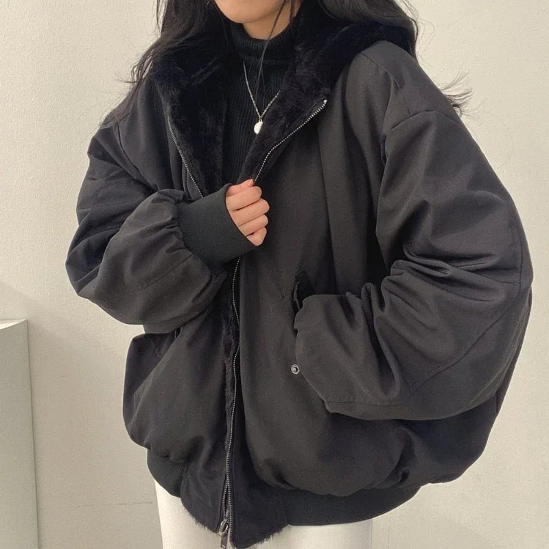 WinterChic™ - Koreanischer Stil Plus-Samt, dick gefütterte Damenjacke mit Lammwolle.