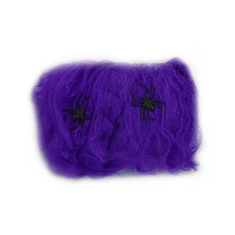 SpiderWebDecor™ - Dehnbare Halloween-Spinnweben mit Kunstspinnen für gruselige Dekorationen.