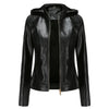 LederGlamour™ - Modische Damen-Lederjacke mit Fleecefutter und Kapuze für Herbst/Winter.