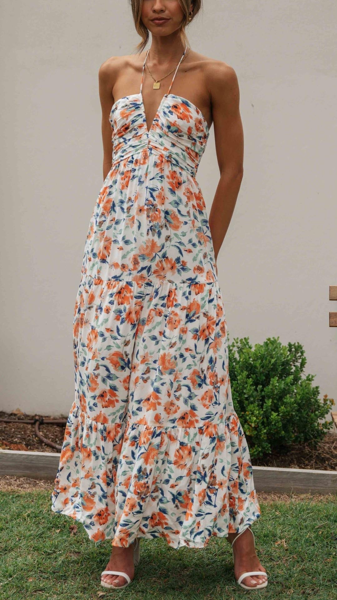 Neckholderkleid Florales Maxikleid Ruby