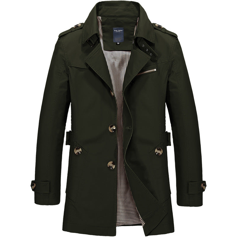 Floris | Khakifarbener langer Mantel im Business-Stil