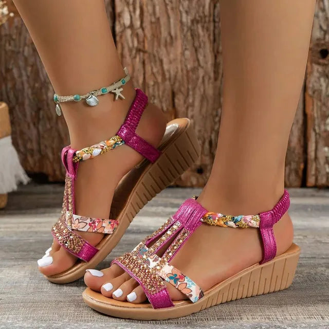GlamWalk™ - Elegante Bohemia Keilabsatz-Sandalen für den Sommer