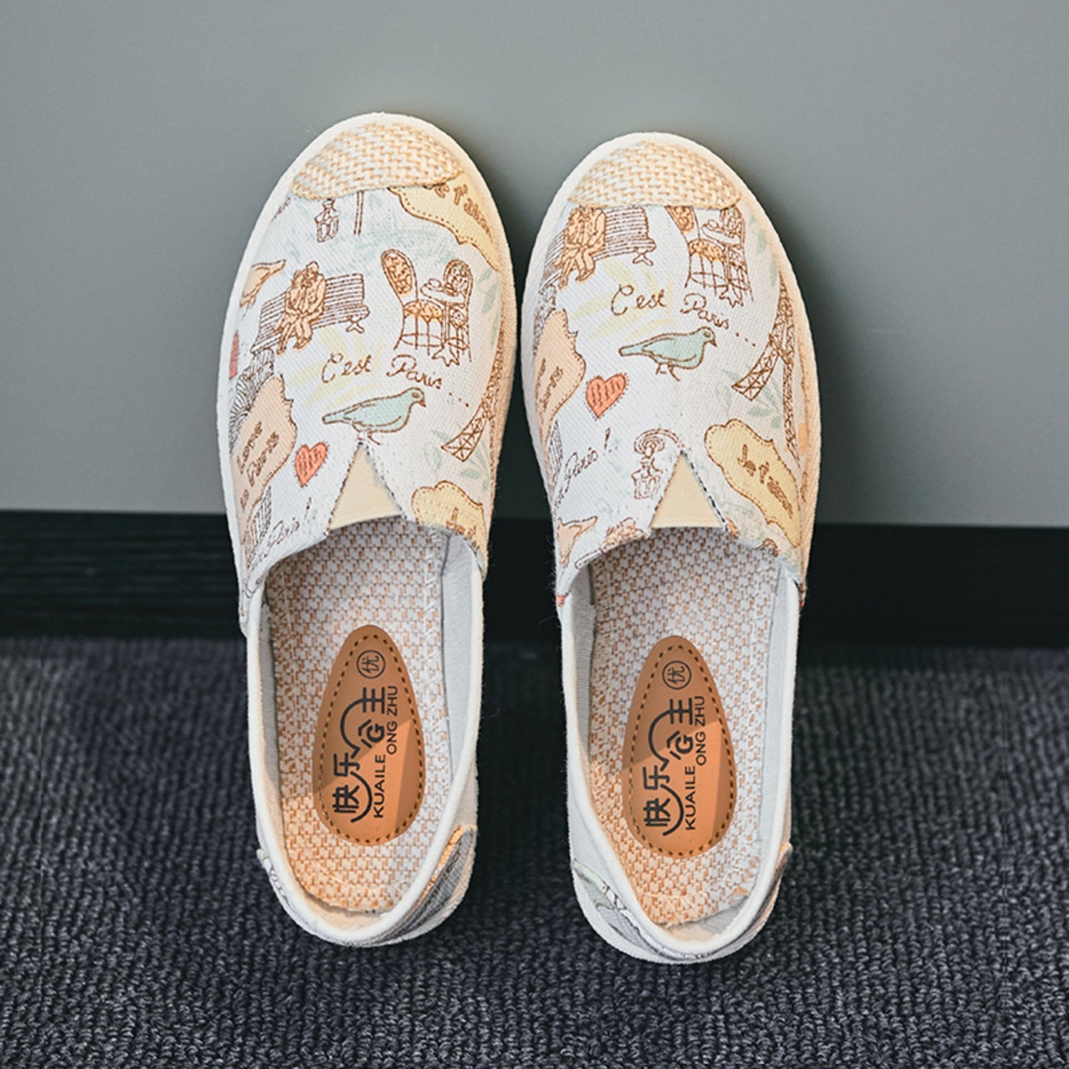 Nova | Bohemian Espadrilles aus Canvas mit Vintage-Aufdruck
