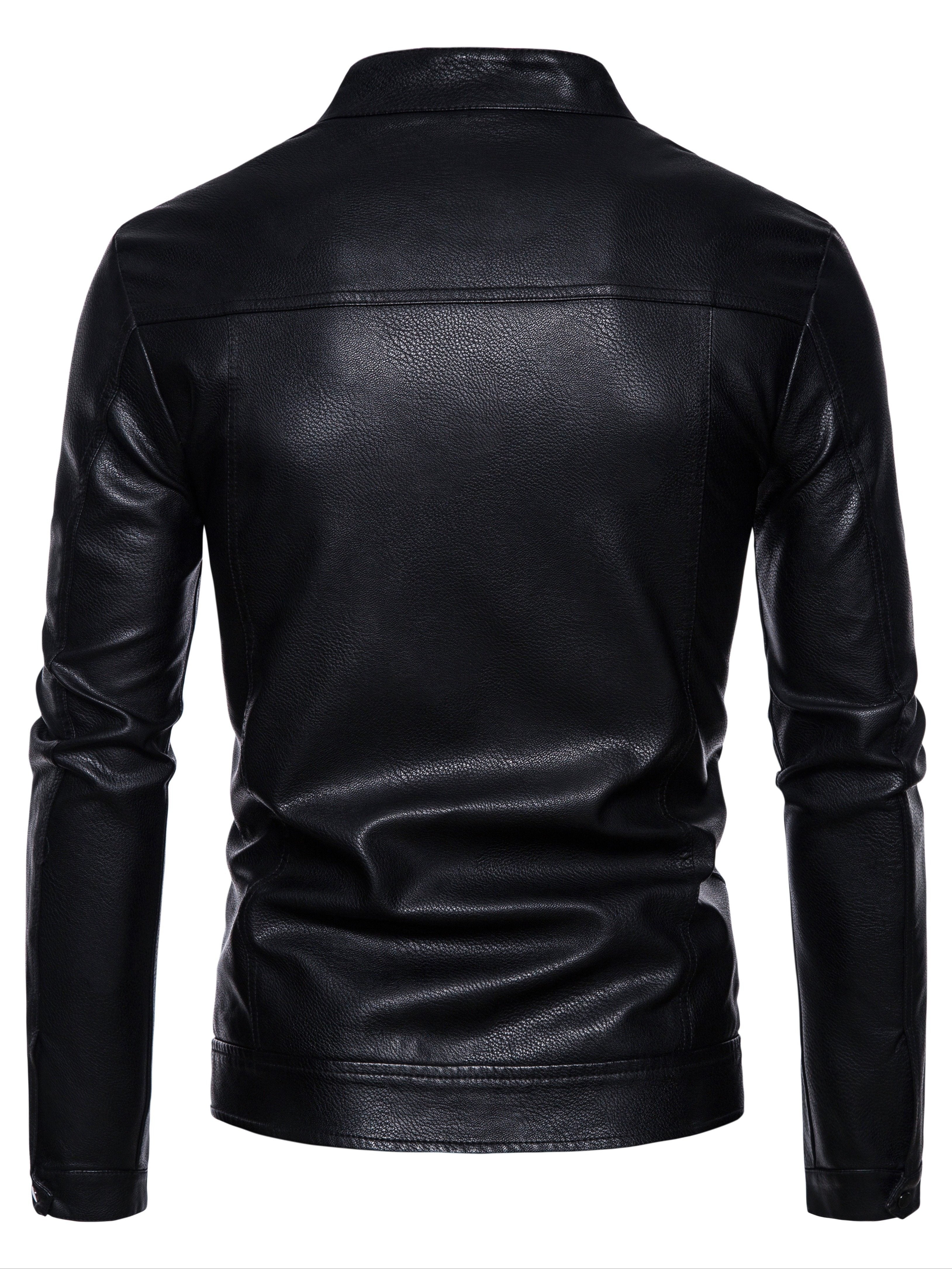 Cas | Stilvolle Kunstleder-Herrenjacke mit Fleecefutter