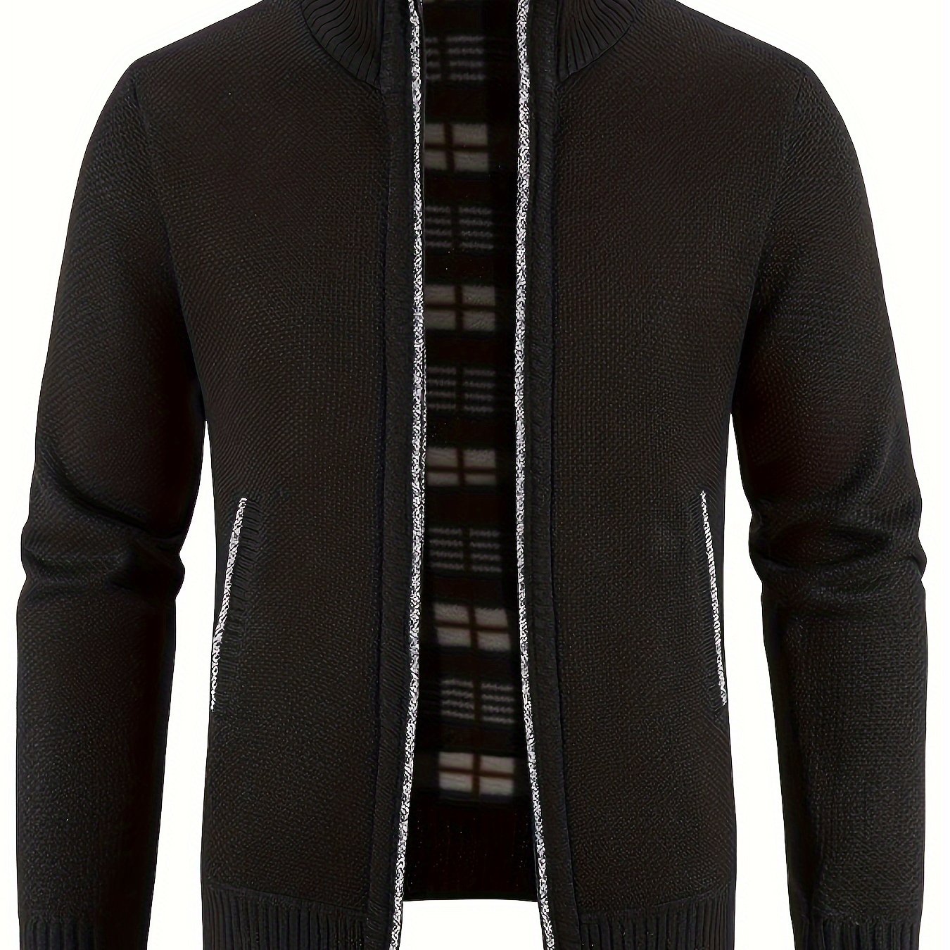 Daan | Warme Herren-Strickjacke mit Stehkragen und Reißverschlusstaschen