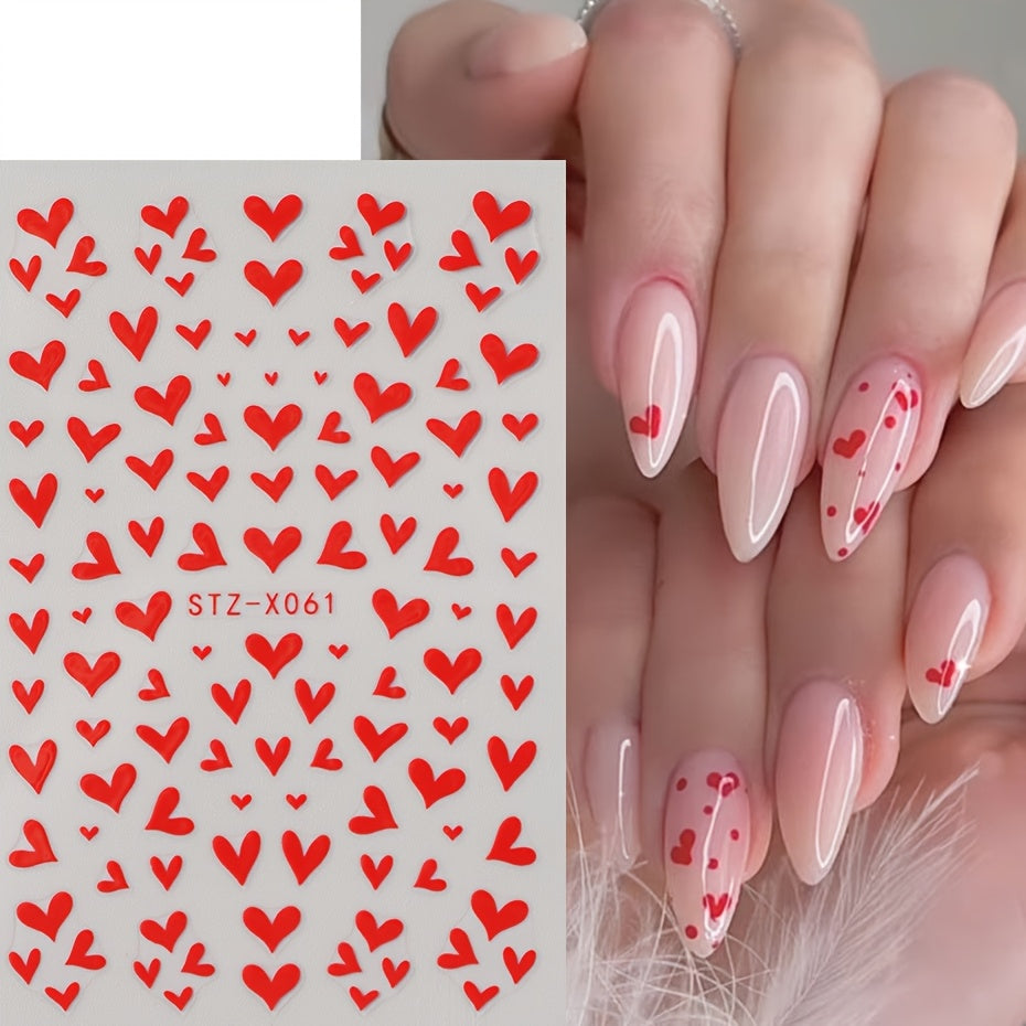 Britt | 3D Rote Herz Nagelkunst-Sticker