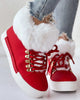 Fuzzy Detail gefütterte Stiefelette mit Schnürsenkeln